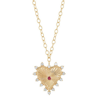 Rhodolite Garnet (1/8 ct.tw.) and White Topaz (1 ct.tw.) 18" Heart Pendant Necklace in 14k Gold-Plated Sterling Silver