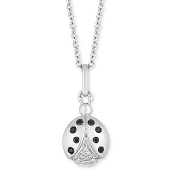 Ladybug Luck pendant (1/10 ct. t.w.) in Sterling Silver, 16" + 2" extender