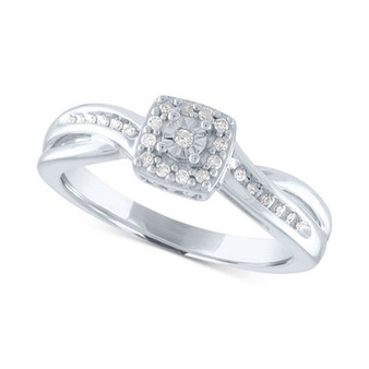 Diamond Square Cluster Promise Ring (1/10 ct. t.w.) in Sterling Silver