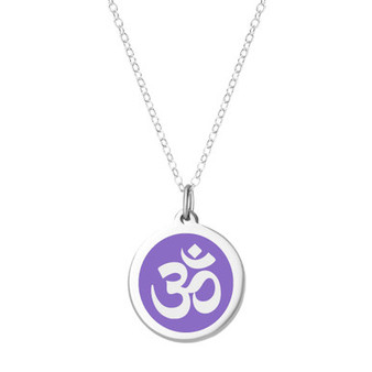 Om Pendant Necklace in Sterling Silver and Enamel, 16" + 2" Extender