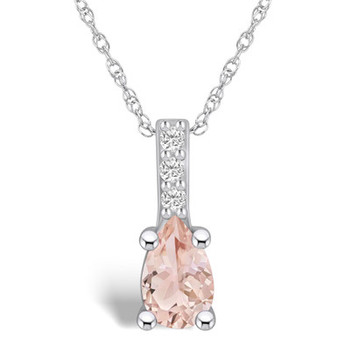 Morganite (3/4 Ct. T.W.) and Diamond Accent Pendant Necklace in 14K White Gold