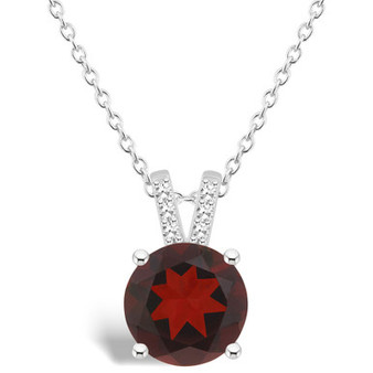 Women's Garnet (2-1/2 ct.t.w.) and Diamond Accent Pendant Necklace in Sterling Silver