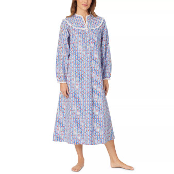 Cotton Lace-Trim Flannel Nightgown