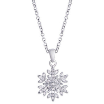 Diamond 1/4 ct. t.w. Snowflake Pendant Necklace in Sterling Silver