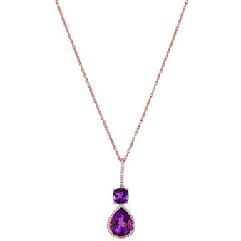 Citrine (4-1/0 ct. t.w.) & Diamond (1/8 ct. t.w.) 18" Pendant Necklace in 18k Gold-Plated Sterling Silver (Also in Amethyst)