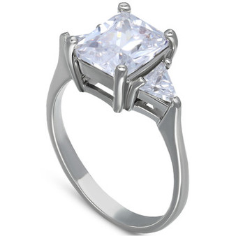 Cubic Zirconia Octagon Promise Ring in Sterling Silver, Created for Macy's