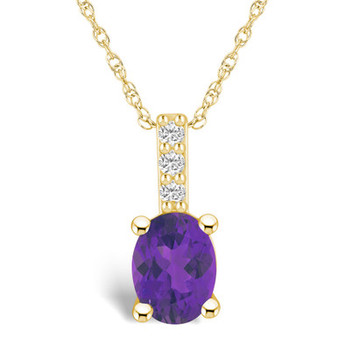 Amethyst (1-1/5 Ct. T.W.) and Diamond Accent Pendant Necklace in 14K Yellow Gold