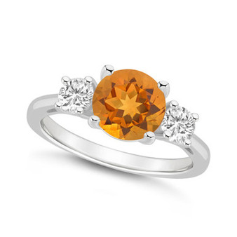 Women's Citrine (1-3/4 ct.t.w.) and White Topaz (2/3 ct.t.w.) 3-Stone Ring in Sterling Silver