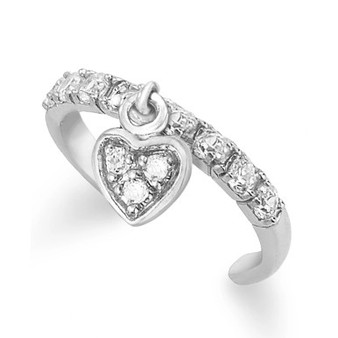 Cubic Zirconia Heart Dangle Toe Ring, Created for Macy's