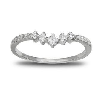 Cubic Zirconia V Band in Sterling Silver, Created for Macy's