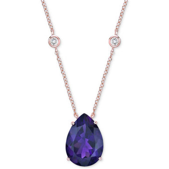 Amethyst (15 ct. t.w.) & White Topaz (3/8 ct. t.w.) 18" Pendant Necklace in Rose Gold-Plated Sterling Silver