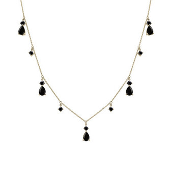 Onyx Dangle 17" Statement Necklace in 14k Gold-Plated Sterling Silver