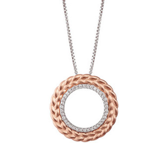 Galactic Royalty Diamonds Pendant Necklace (1/6 ct. t.w.) in True Two Tone Silver and 10K Rose Gold