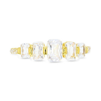 Cubic Zirconia Graduated Statement Ring in 14k Gold-Plated Sterling Silver