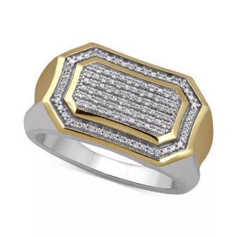 Men's Diamond Pavé Cluster Ring (1/5 ct. t.w.) in Sterling Silver & 18k Gold-Plate