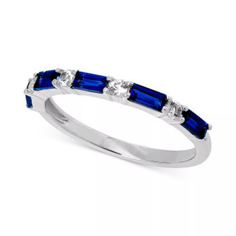 Lab-Created Blue Sapphire (5/8 ct. t.w.) & Lab-Created White Sapphire (1/5 ct. t.w.) Stack Ring in Sterling Silver