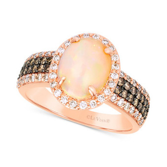 Neopolitan Opal (1-1/5 ct. t.w.) & Diamond (5/8 ct. t.w.) Ring in 14k Rose Gold