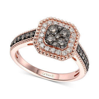 Chocolate Diamond (5/8 ct. t.w.) & Nude Diamond (1/5 ct. t.w.) Halo Ring in 14k Rose Gold