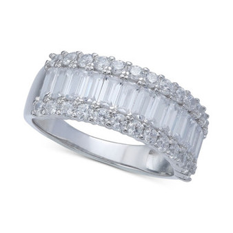 Cubic Zirconia Baguette Band in Sterling Silver