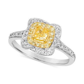 Sunny Yellow Diamond (3/8 ct. t.w.) & Vanilla Diamond (1/4 ct. t.w.) Ring in Platinum & 14k Gold