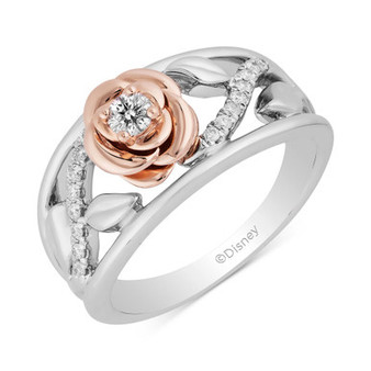 Diamond Rose Bell Ring (1/5 ct. t.w.) in Sterling Silver & 10k Rose Gold