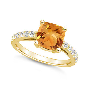 Citrine (2 Ct. T.W.) and Diamond (1/3 Ct. T.W.) Ring in 14K Yellow Gold