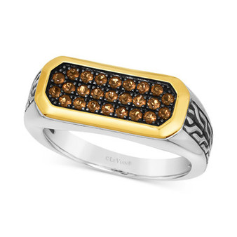 Men's Chocolate Quartz Cluster Ring (1/2 ct. t.w.) in 14k Gold & Sterling Silver