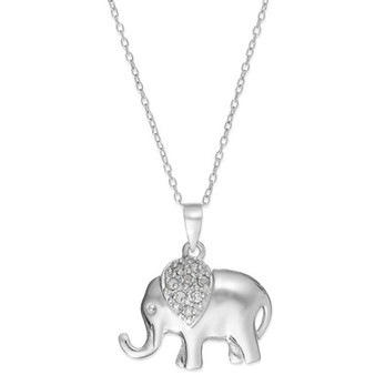 Diamond Elephant 18" Pendant Necklace in Sterling Silver (1/10 ct. t.w.)