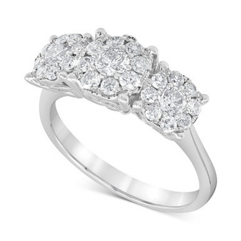 Diamond Triple Halo Ring (1 ct. t.w.) in 10k White Gold