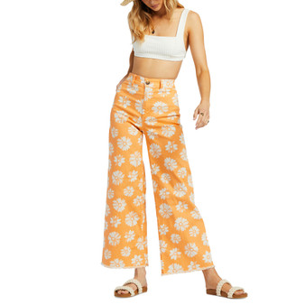 Juniors' Free-Fall Printed Wide-Leg Frayed-Hem Pants