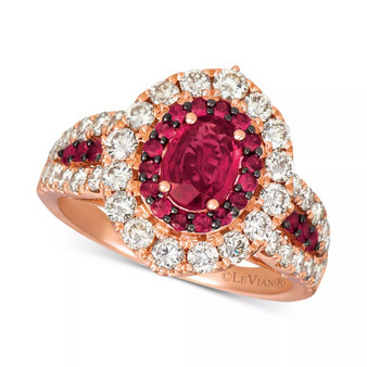 Ruby (1-1/5 ct. t.w.) & Diamond (1-1/4 ct. t.w.) Ring in 14k Rose Gold (Also available in Yellow Gold or White Gold)