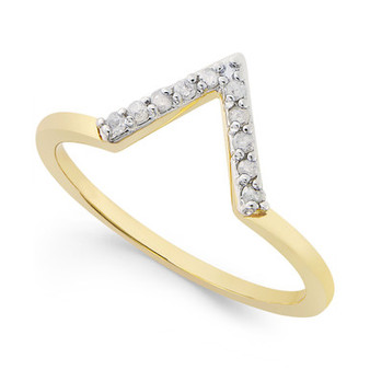 Diamond V Ring (1/10 ct. t.w.) in Sterling Silver or 18k Gold-Plated Sterling Silver