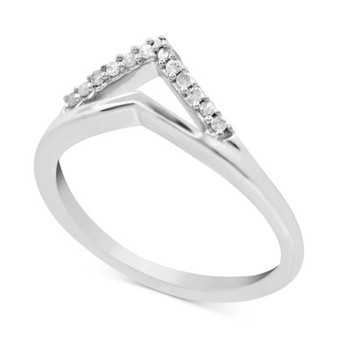 Diamond Chevron Statement Ring (1/10 ct. t.w.) in Sterling Silver