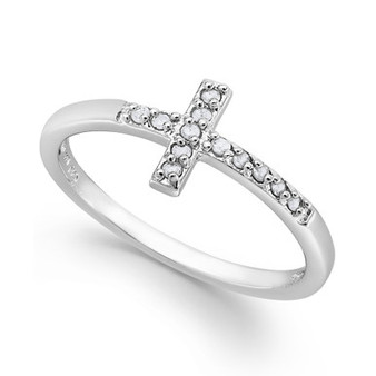 Diamond Cross Ring in Sterling Silver (1/10 ct. t.w.)