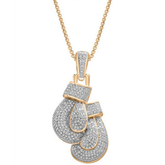 Men's Diamond Boxing Gloves 22" Pendant Necklace (1/2 ct. t.w.) in 14k Gold-Plated Sterling Silver