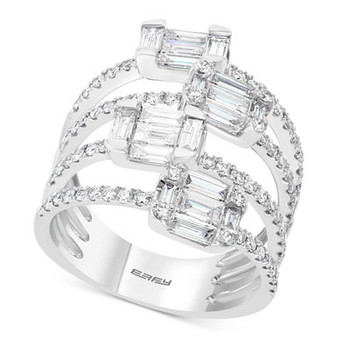 EFFY® HEMATIAN Diamond Multi-Row Baguette Statement Ring (1-5/8 ct. t.w.) in 18k White Gold