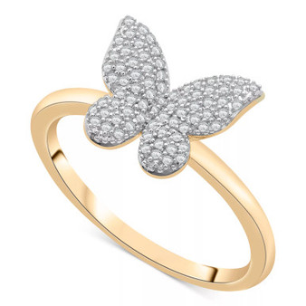 Diamond Butterfly Ring (1/6 ct. t.w.) in 14k Gold, Created for Macy's (Also Available in Black Diamond)
