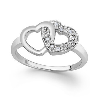 Diamond Double Heart Ring in Sterling Silver (1/10 ct. t.w.)