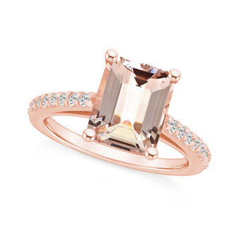 Morganite (3 ct. t.w.) and Diamond (1/4 ct. t.w.) Ring in 14K Rose Gold