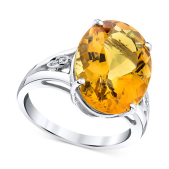 Citrine (9 ct. t.w.) & Diamond Accent Openwork Statement Ring in Sterling Silver