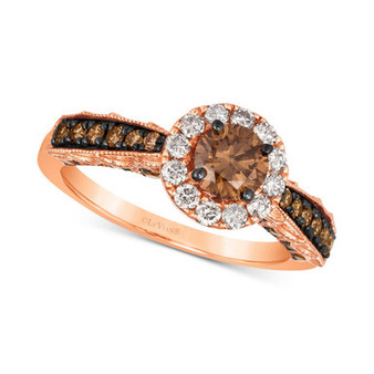 Chocolate Diamond (1 ct. t.w.) & Nude Diamond (1/4 ct. t.w.) Halo Ring in 14k Rose Gold