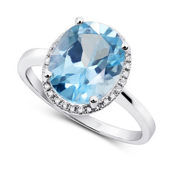 Blue Topaz (3-3/4 ct. t.w.) & Diamond (1/8 ct. t.w.) Statement Ring in 14k White Gold
