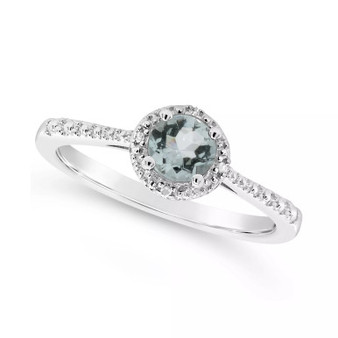 Emerald (1/2 ct. t.w.) and Diamond Accent Ring in Sterling Silver (Also Available in Aquamarine)