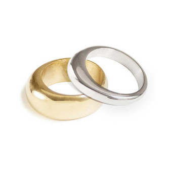 24K Gold-Plated Organic Mixed Metal Stacking Rings 2 Piece Set
