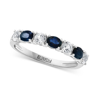 EFFY® Blue & White Sapphire (1-1/10 ct. t.w.) Band in 14k White Gold
