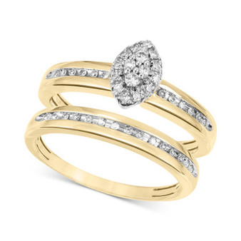 Diamond Marquise Cluster Bridal Set (1/5 ct. t.w.) in 14k Gold
