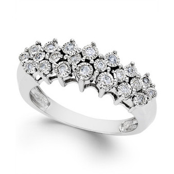 Diamond Pyramid Ring (1/5 ct. t.w.) in Sterling Silver