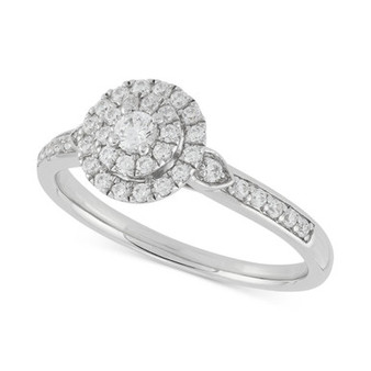 Lab-Created Diamond Halo Cluster Ring (3/8 ct. t.w.) in Sterling Silver