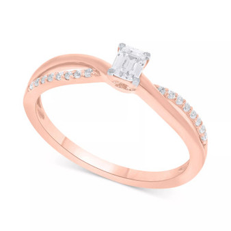 Diamond Emerald-Cut Swirl Solitaire Engagement Ring (1/4 ct. tw) in 14k White, Yellow or Rose Gold