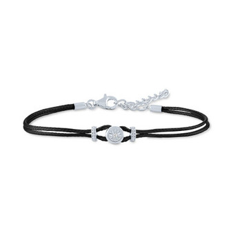 Diamond Accent Black Cord Bracelet in Sterling Silver